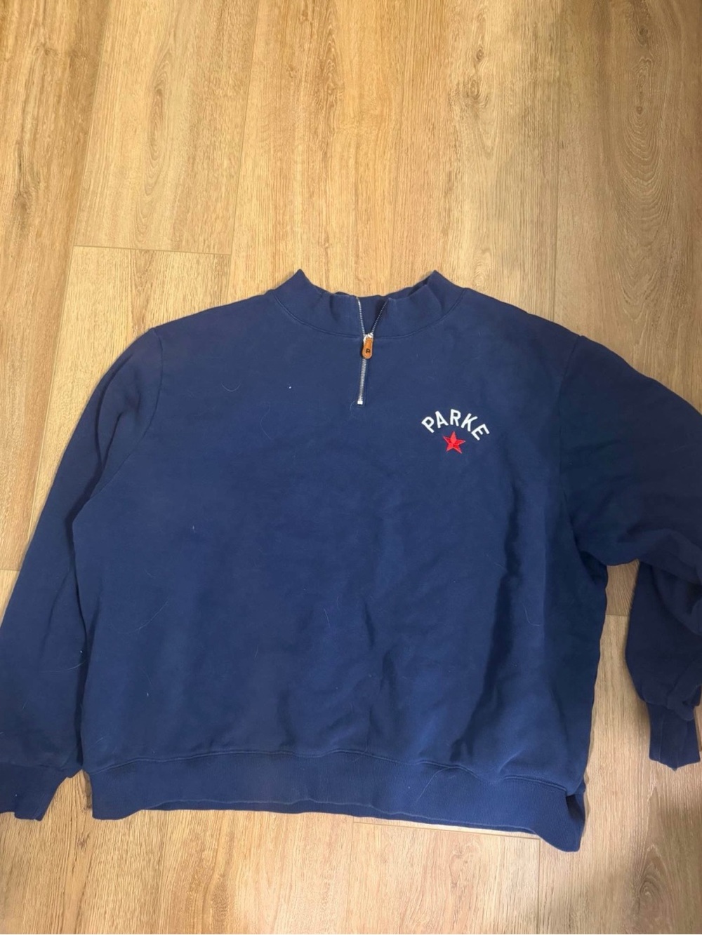 Parker Navy Half-Zip Sweatshirt with Red Star Detail